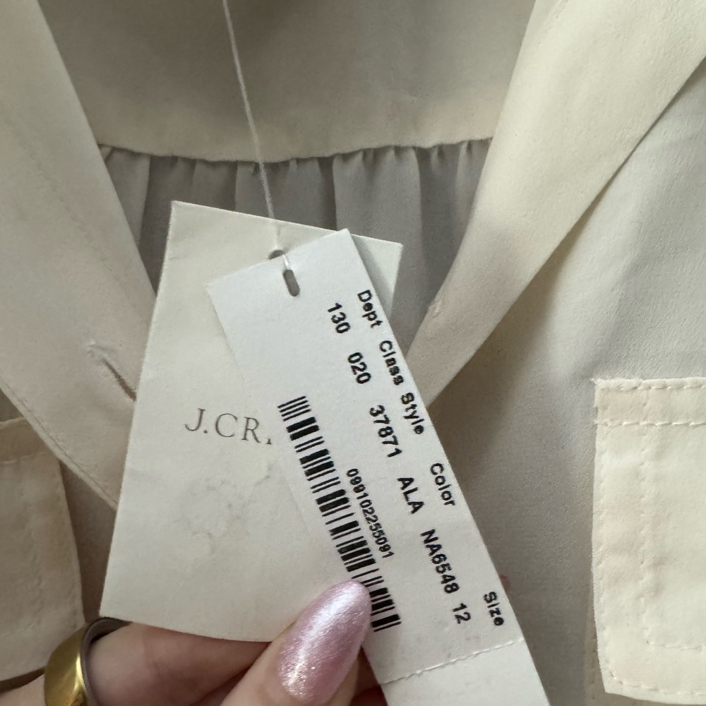 NWT J. Crew Silk Ivory Long Sleeve Button Up Blouse - Picture 4 of 5